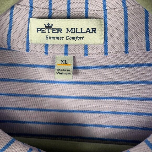 Peter Millar Summer Comfort Performance Golf Polo Purple Blue Stripe XL - Picture 2 of 5